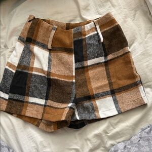 High Waist Plaid Shorts